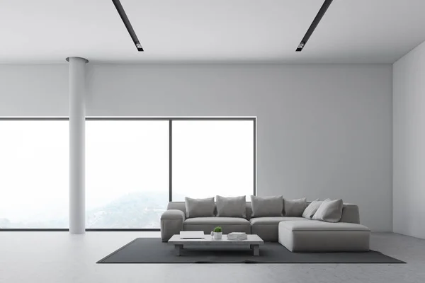 White panoramic living room, sofa — Stock Photo, Image