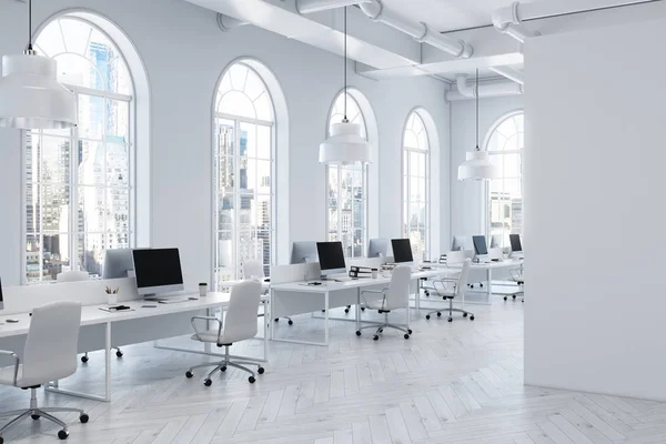 White open space office interior side — Stock Photo, Image