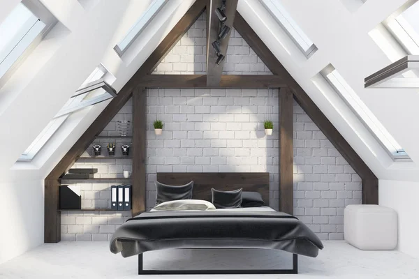 Attic bedroom interior — Stock Photo, Image