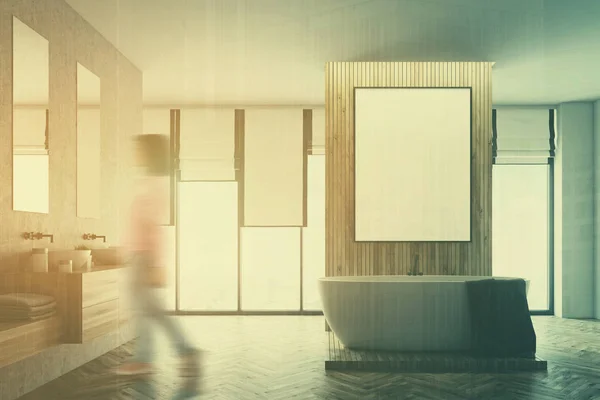 Interior moderno cuarto de baño con un cartel tonificado —  Fotos de Stock