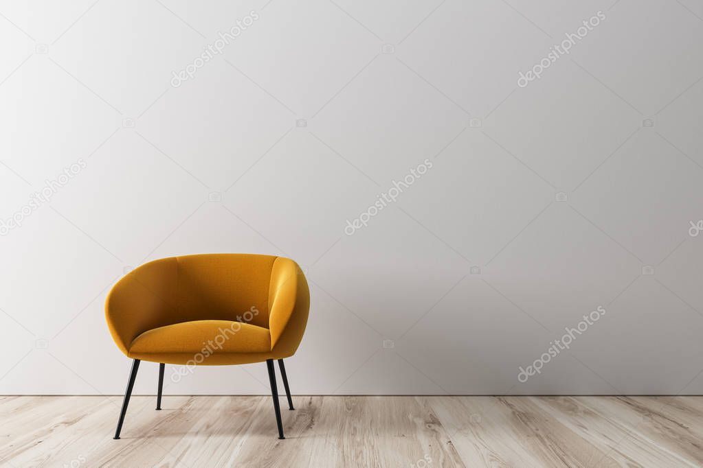 White room, yellow armchairs