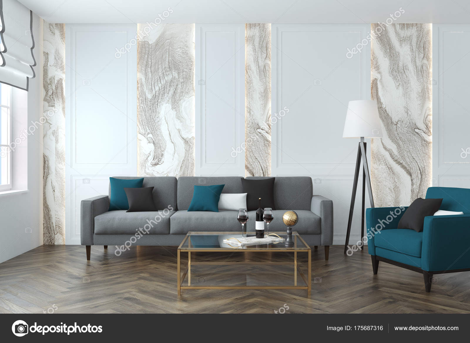 depositphotos_175687316 stockafbeelding witte en grijze woonkamer sofa