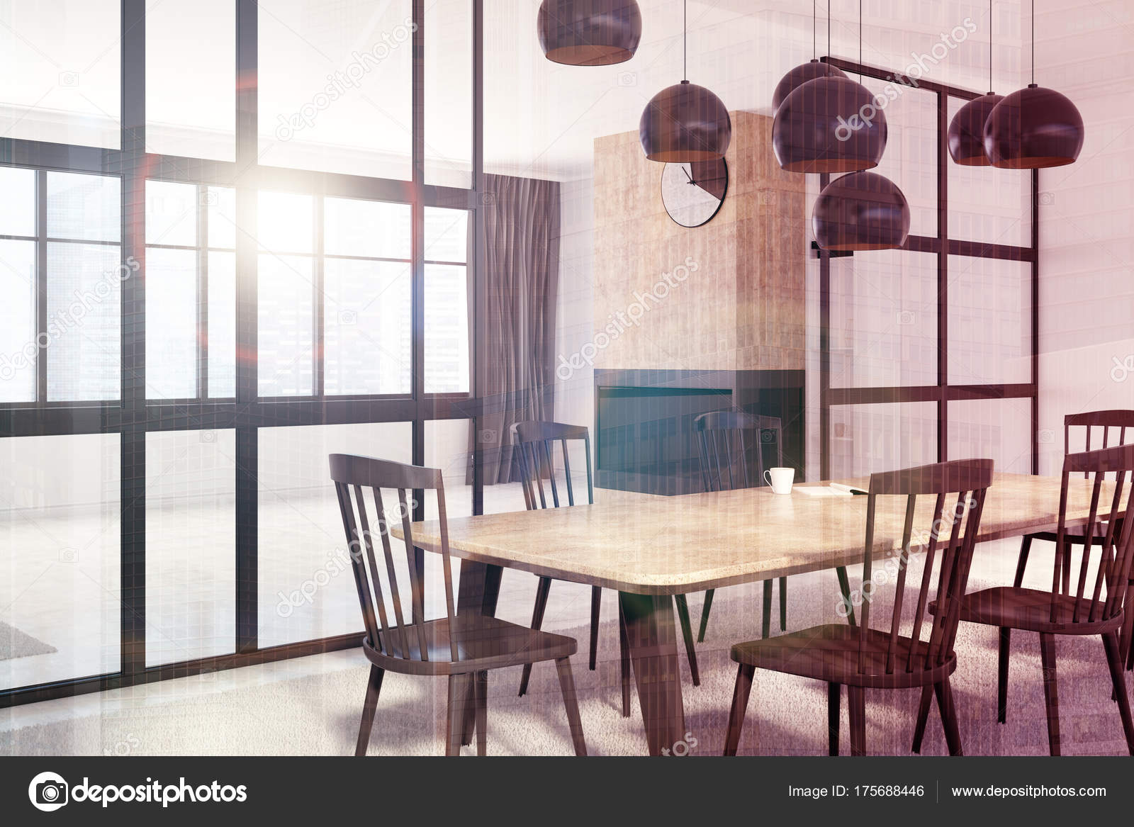 Comedor blanco chimenea entonado — Foto de stock © denisismagilov