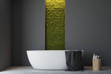 Yeşil duvar gri banyo, yakın çekim