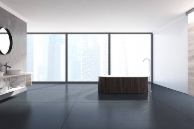 Panoramik banyo, ahşap küvet