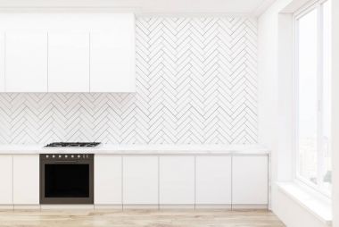 Beyaz Beyaz ahşap mutfak tezgahı