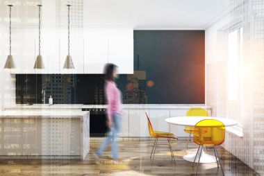 Bulanık sarı siyah Ahşap mutfak sandalyeleri