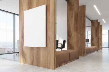 Koyu ahşap ofis bekleme yeri, konferans salonu