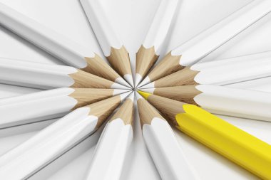 Beyaz kalem ve sarı renkli bir daire