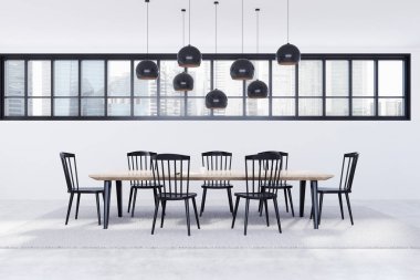 Beyaz yemek odası iç