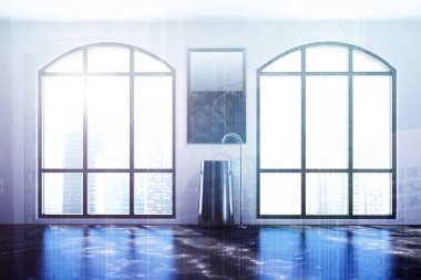 Siyah mermer banyo zemin, tonda lavabo