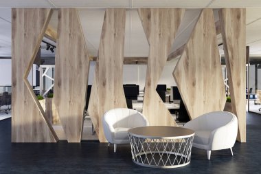 Ahşap ofis bekleme odası, tablo