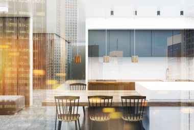 Beyaz ve ahşap mutfak iç tonda