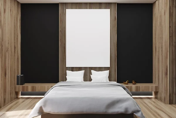 Branco, preto e quarto de madeira, cartaz de perto — Fotografia de Stock