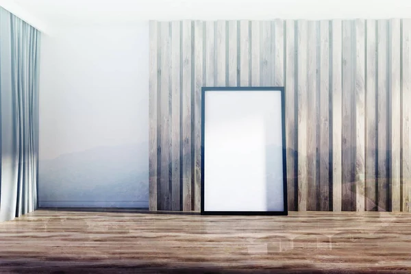 Біла і дерев'яна кімната, в обрамленні плакат тонований — стокове фото