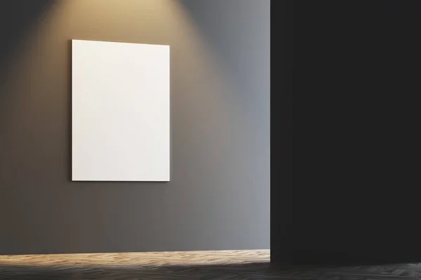 Quarto de parede cinza vazio com um cartaz — Fotografia de Stock