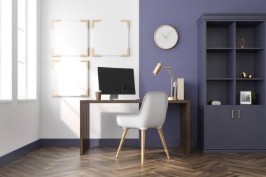 Gri ev ofis iç, posterler