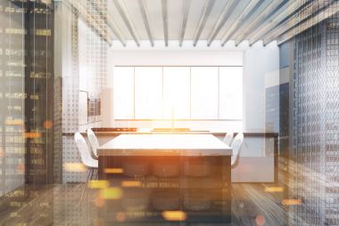 Beyaz ve ahşap yemek odası tonda