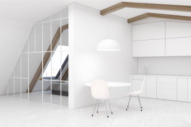 Beyaz tavan yemek odası iç