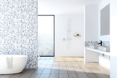 Beyaz ve gri karo banyo iç