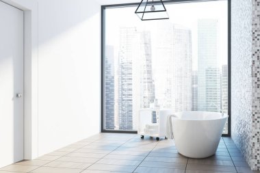 Banyo Köşe beyaz ve gri döşenir