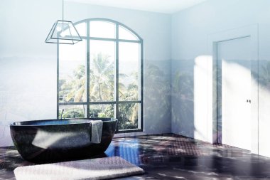 Beyaz banyo köşeyi tonda küvet