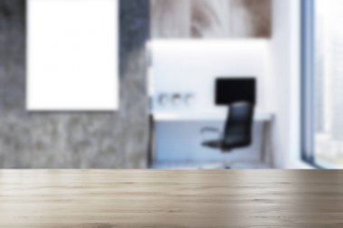 Beton ve beyaz ev ofis, bulanık poster