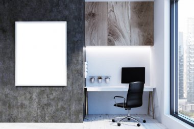 Beton ve beyaz ev ofis, poster