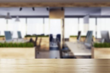 Ahşap ofis iç bulanık