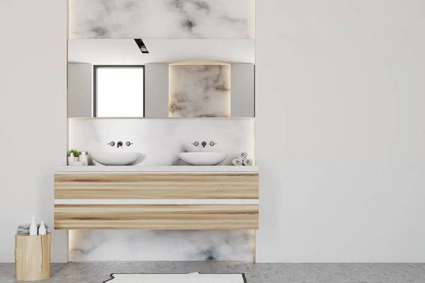 Interior del baño blanco, lavabos — Foto de Stock