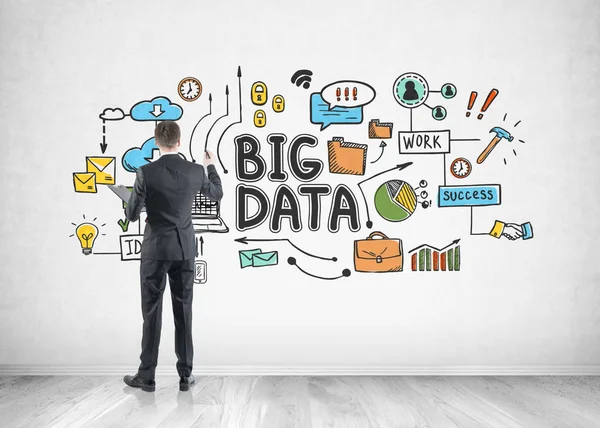 Biznesmen z znacznik danych big data — Zdjęcie stockowe