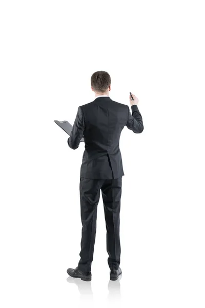 Businessman with a marker, isolated — Stock Photo, Image