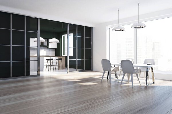 Black and white dining room side