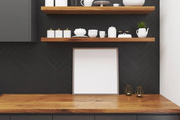 Mesa de cozinha de madeira, cartaz quadrado — Fotografia de Stock