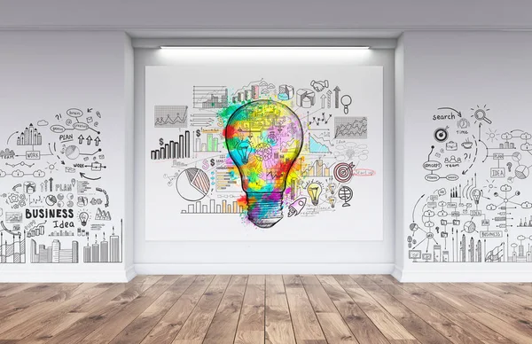 Idea sketch and business plan in a gallery — Stock Photo, Image