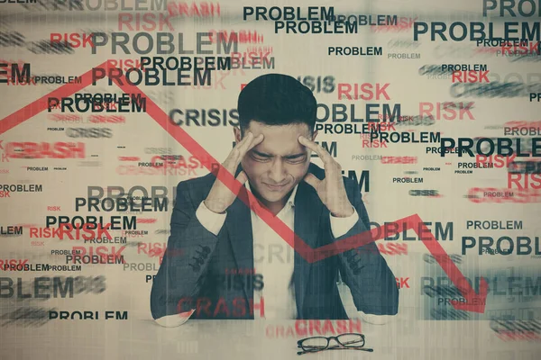 Estressado Asiático homem, crise — Fotografia de Stock
