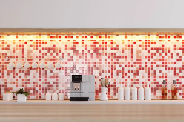 Red tile kitchen countertop