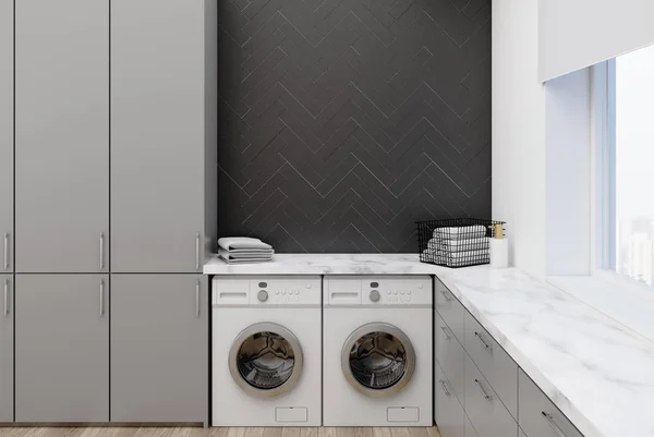 Gray washroom interior — Stock Photo, Image