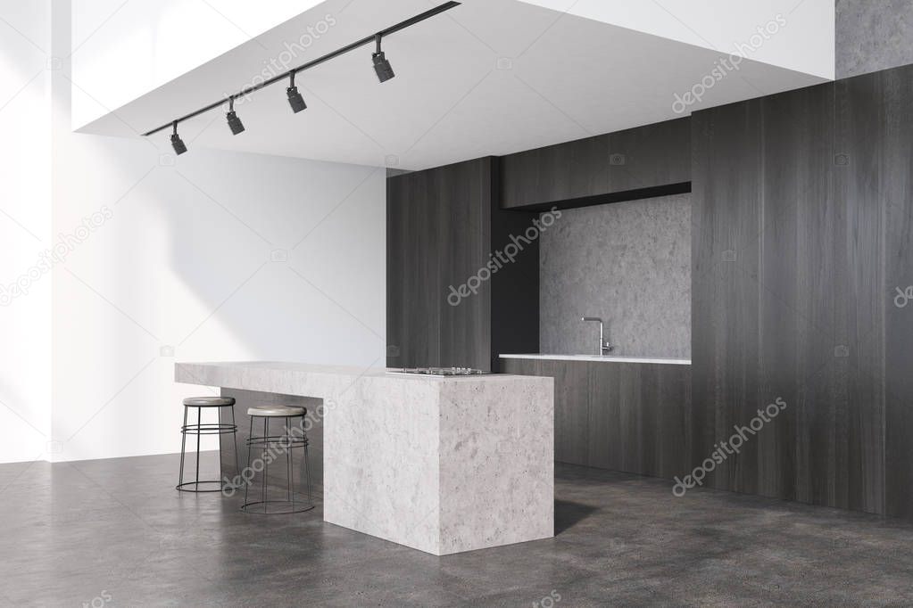 Black wooden kitchen corner
