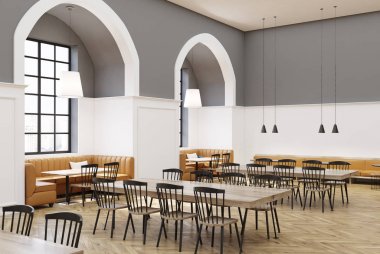 Beyaz ve gri kafe iç yan