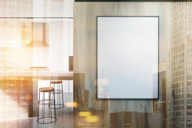 Tonda bir ahşap mutfak duvar posteri