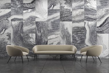 Beyaz mermer oturma odası kanepe, koltuk