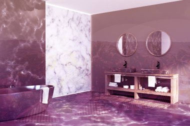 Siyah ve beyaz mermer banyo tonda