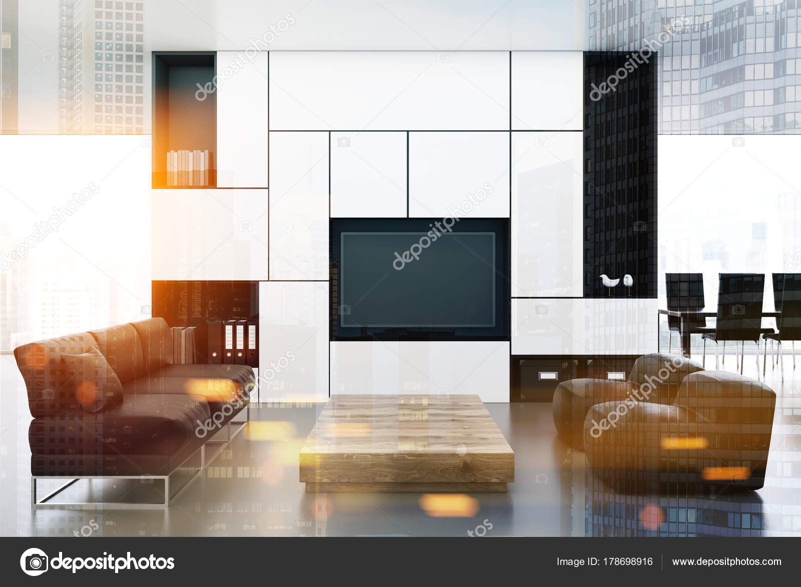 Witte en zwarte woonkamer, Tv dubbele — Stockfoto © denisismagilov ... Witte en zwarte woonkamer, Tv dubbele — Stockfoto © denisismagilov ...