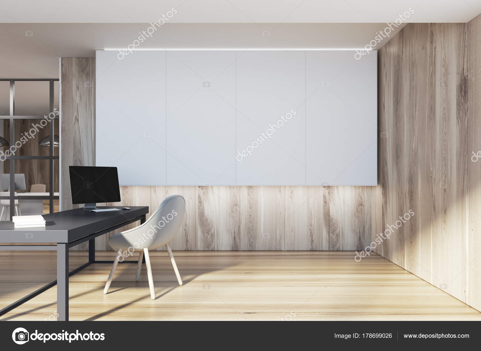 Wooden Ceo Office Interior White Stock Photo