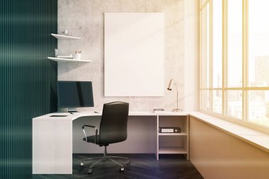 Beton siyah ev ofis iç closeup tonda