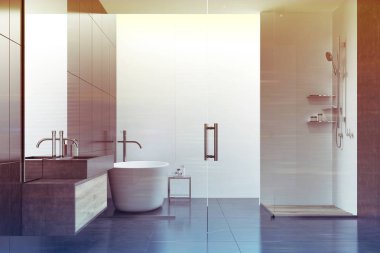 Tonda siyah ve beyaz banyo