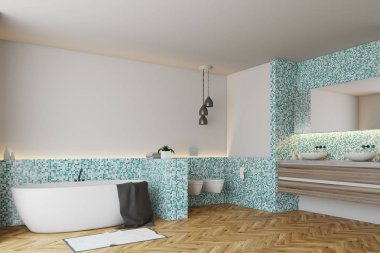 Yeşil karo banyo ve tuvalet, köşe