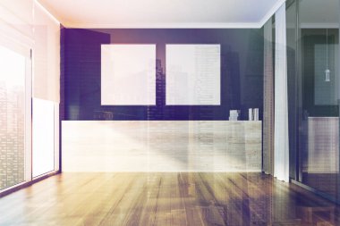 Mavi boş oda, tonda kare posterler