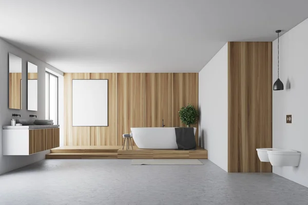 Wooden and white bathroom — Stock Photo, Image